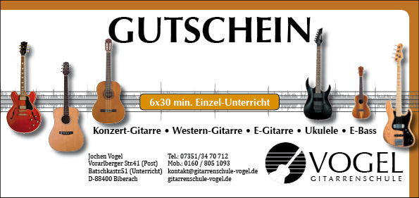 Gutschein Gitarrenunterricht